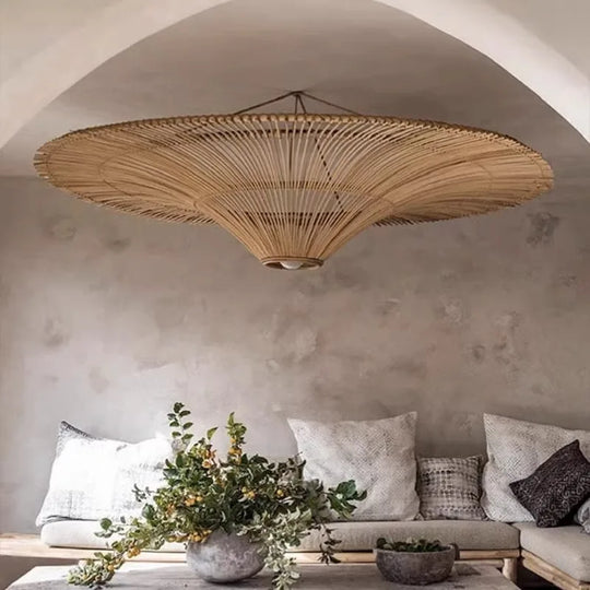 Large Wicker Pendant Lamp – Wabi Sabi Rattan Hanging Light