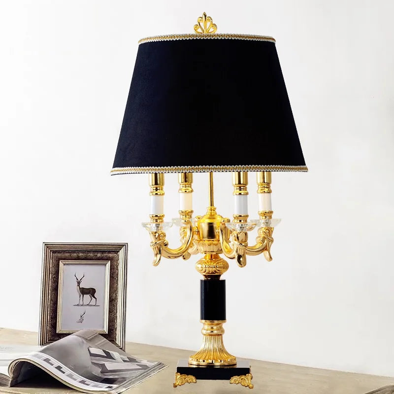 Luxury Black Crystal Table Lamp for Bedroom & Living Room