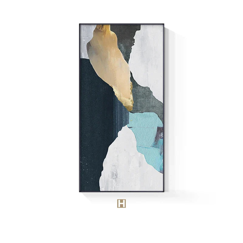 Colorful Golden Flash Geomorphic Abstract Canvas Wall Art Unframed