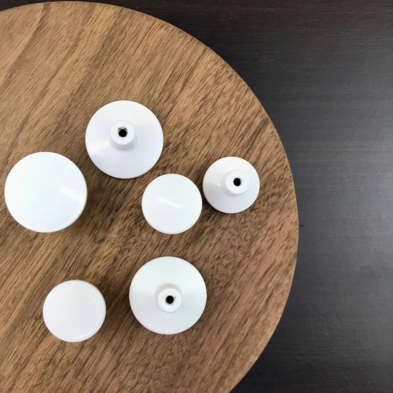 White Brass Cabinet Knobs – Modern Round Drawer & Door Pulls