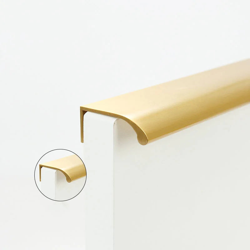 Long Hidden Brass Handles – Invisible Pulls for Cabinets, Drawers, and Furniture (88–400mm)