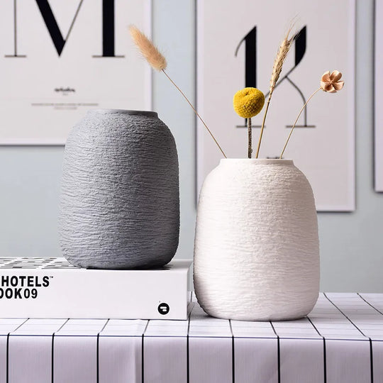 White Ceramic Decorative Vase for Desktop and Shelf Home Decor
