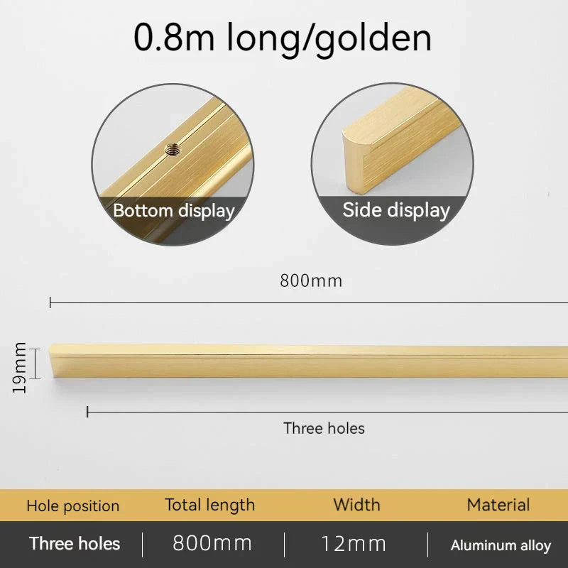 Minimalist Ultra-Long Aluminum Alloy Cabinet Handle – Black and Brushed Gold Pulls (800mm-1200mm)
