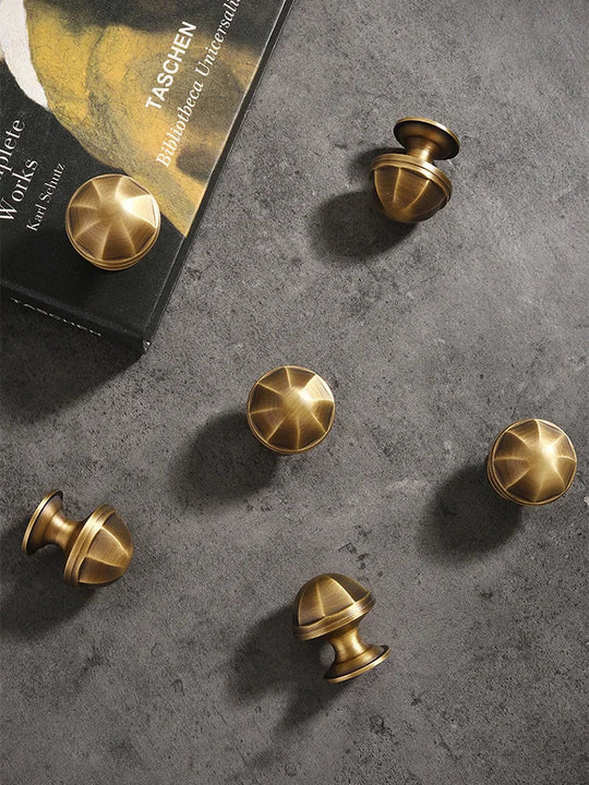 Solid Brass Octagonal Cabinet Knobs – Antique Gold Drawer & Wardrobe Pulls