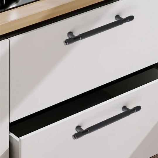 Black and Gold Knurled Cabinet Handles – Modern Aluminum Pulls for Furniture
