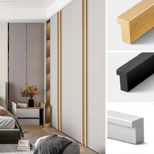 Modern Long T-Bar Aluminum Cabinet Handles – Brushed Gold, Silver, and Black Pulls (700mm-1200mm)