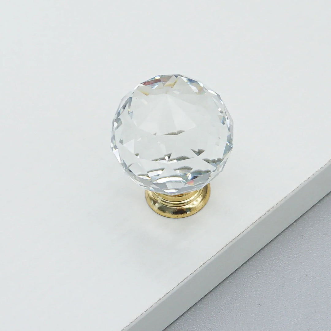 Luxury Gold Chrome Cabinet Handles – Zinc Alloy and Crystal Glass Pulls for Wardrobes and Dressers