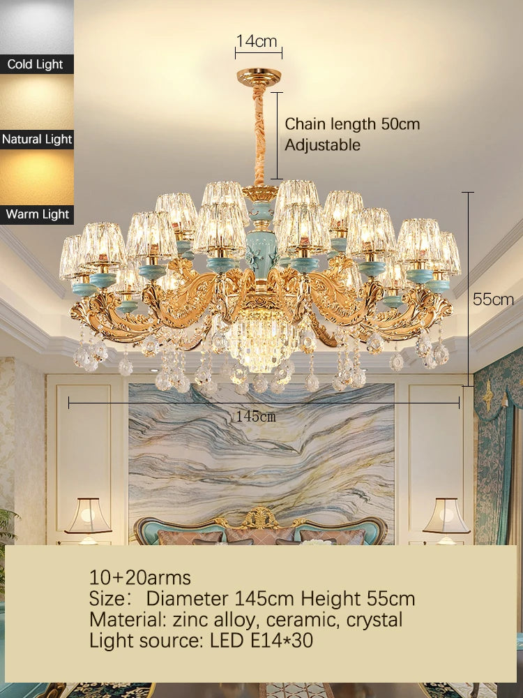 Luxury Umbrella Crystal Chandelier – European-Style Pendant for Villas & Hotels
