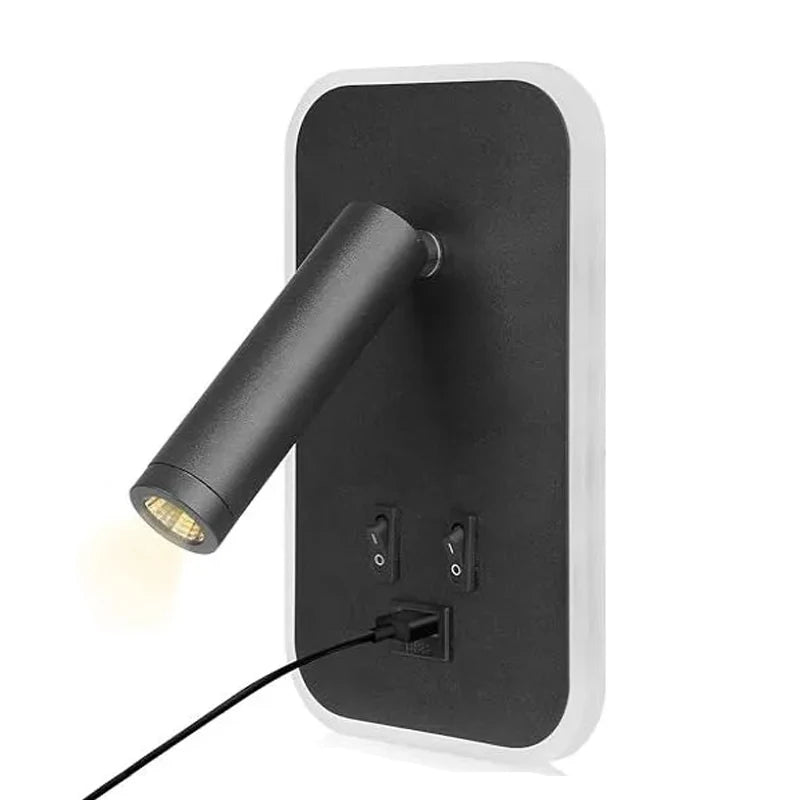 Minimalist LED Wall Lamp USB Rotating Bedside Light