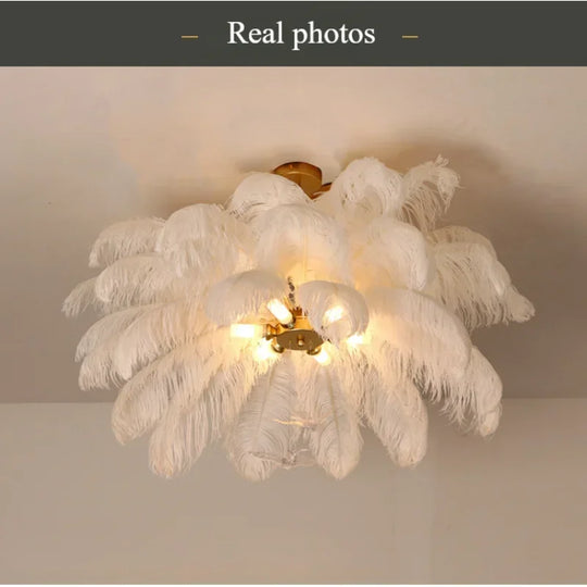 Nordic Feather Pendant Light Modern Art Chandelier for Bedroom