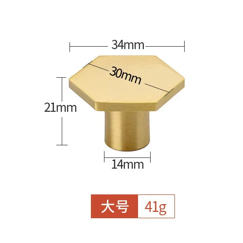 Pure Brass Cabinet Handles – Brushed Gold Single-Hole Knobs