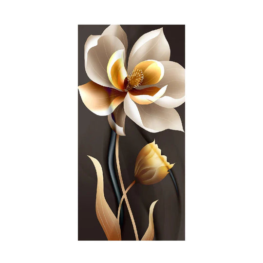 Modern Botanical Tropical Golden Leaves Canvas Wall Art Vertical