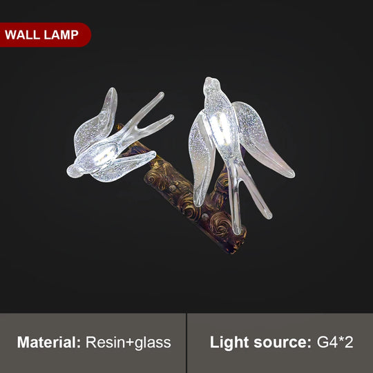 Vintage Round Glass Bird Branch Chandelier for Dining & Living Rooms