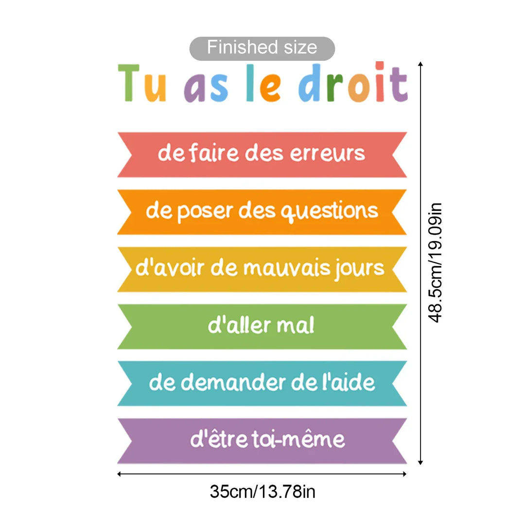 French Inspirational Words Wall Decal For Kids Learning Space