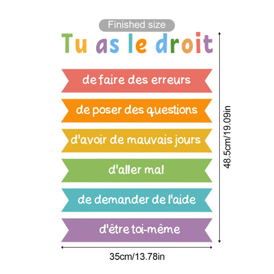 French Inspirational Words Wall Decal For Kids Learning Space