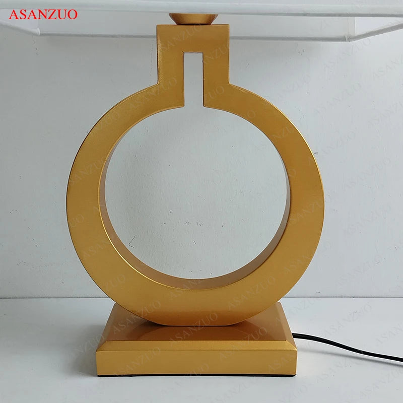 Luxury Gold Fabric Table Lamp for Living Room & Bedroom