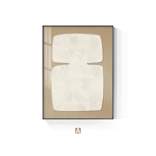 Minimalist Abstract Cream Beige Geometric Canvas Wall Art Unframed