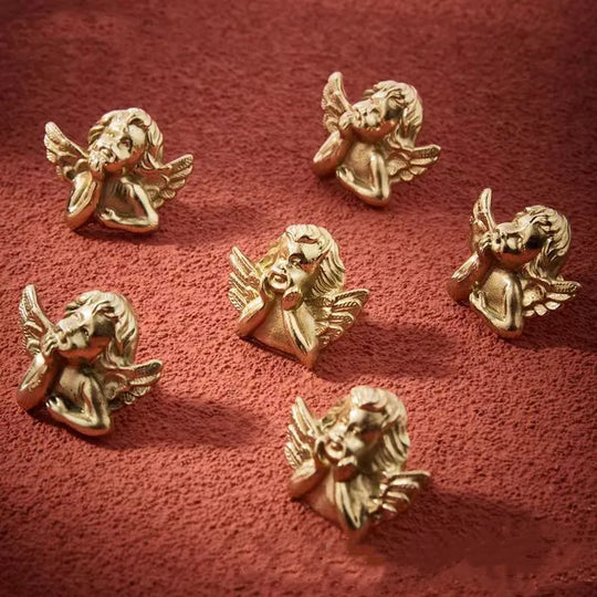 Brass Angel Cabinet Handles – Vintage Gold Knobs for Furniture