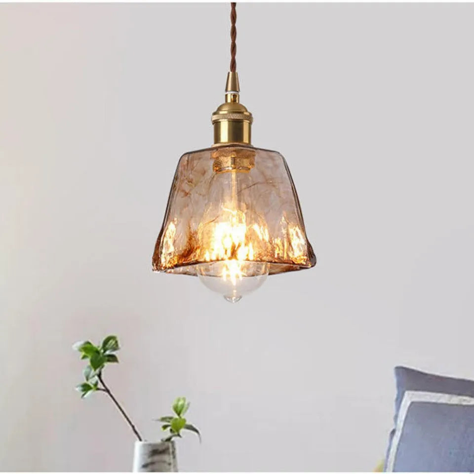 Amber – Nordic Vintage Glass Pendant Light for Bedroom, Café, Bar, and Restaurant