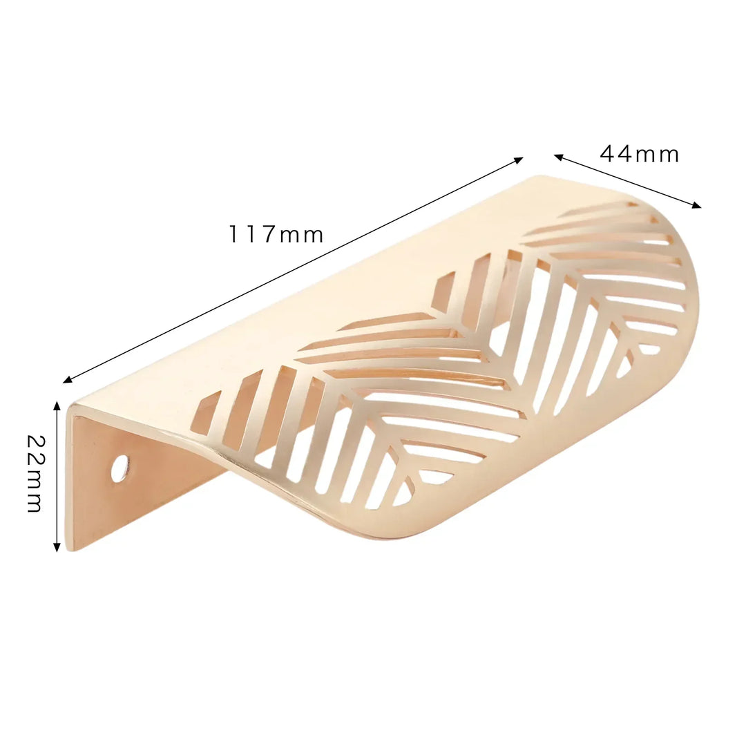 Modern Gold Leaf Cabinet Handles – Brushed Zinc Alloy Hollow Pulls