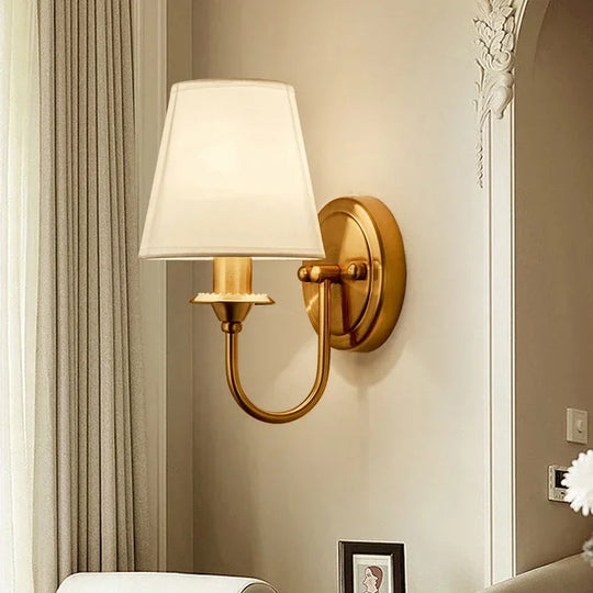 European Style Copper LED Wall Lamp for Bedroom & Living Room