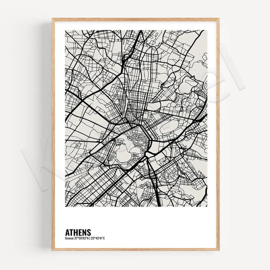 Minimalist Black White City Map Wall Art Canvas Print