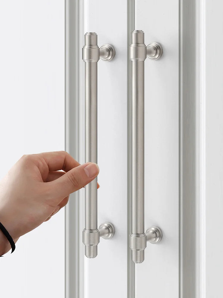 Brushed Nickel Brass Furniture Handles – Matte Silver Pulls and Bars for Cabinets and Drawers