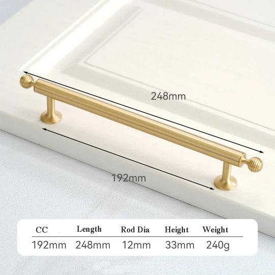 Satin Brushed Gold Brass Cabinet Handles – French-Style Pulls and Knobs for Furniture
