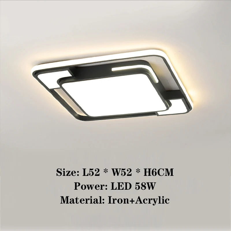 Remote Control Square LED Ceiling Lamp for Living & Dining Room