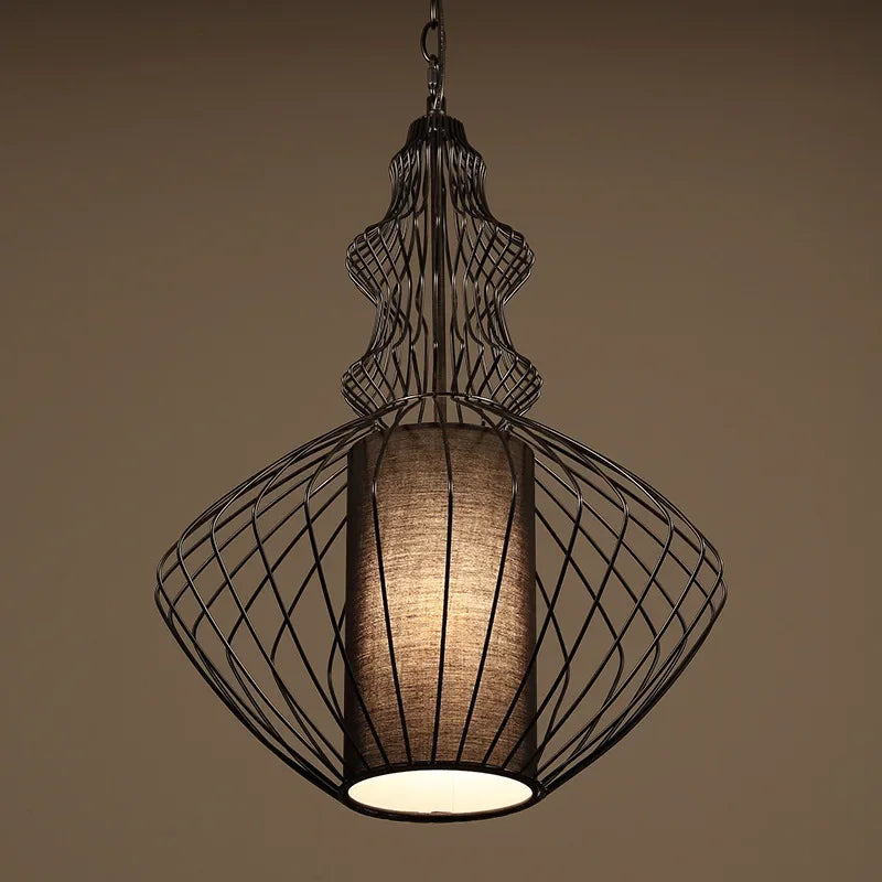 Retro Industrial Birdcage Chandelier – Rustic Farmhouse Hanging Lamp