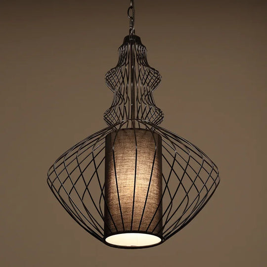 Retro Industrial Birdcage Chandelier – Rustic Farmhouse Hanging Lamp