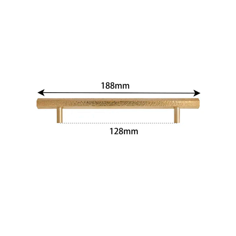 LUX Brass Hammered Hexagonal T-Bar Handles – Long Pulls for Cabinets and Wardrobes (600–1000mm)
