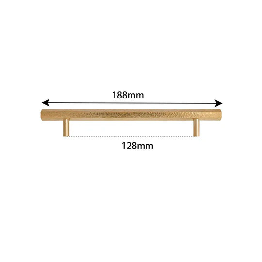 LUX Brass Hammered Hexagonal T-Bar Handles – Long Pulls for Cabinets and Wardrobes (600–1000mm)