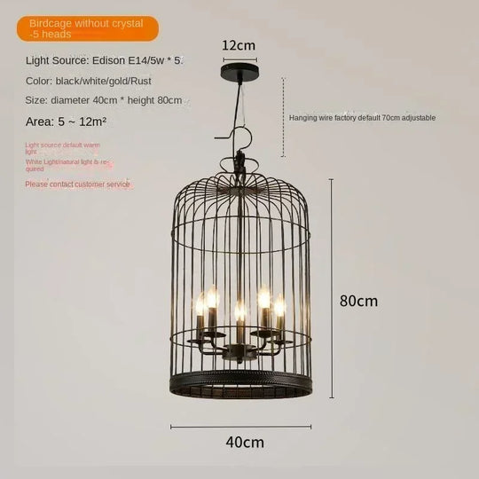 Birdcage Iron Crystal LED Pendant Lamp