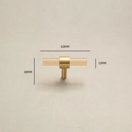 Champagne Acrylic and Brass Cupboard Handles – Modern T-Bar Pulls for Furniture