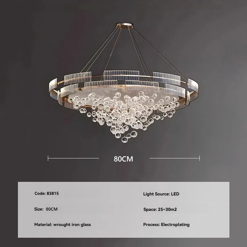 Designer Bubble Glass Chandelier with Wind-Chime Cluster Lighting