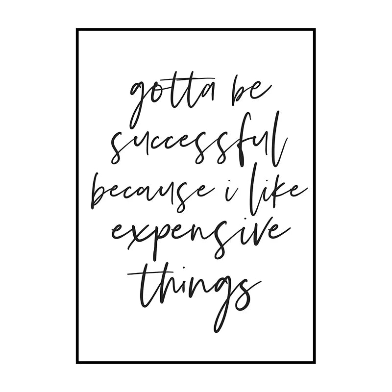 Black And White Motivational Quotes Canvas Wall Art