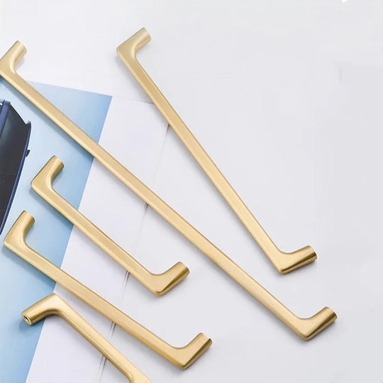 Solid Brass Wardrobe Handles – Modern Bar Pulls for Cabinets and Furniture (106–332mm)