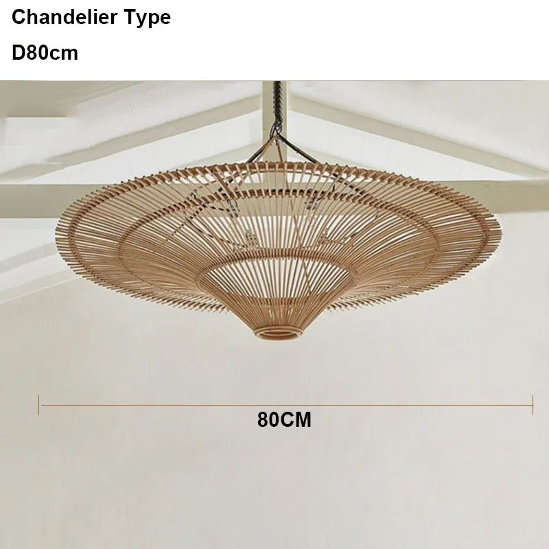 Large Wicker Pendant Lamp – Wabi Sabi Rattan Hanging Light