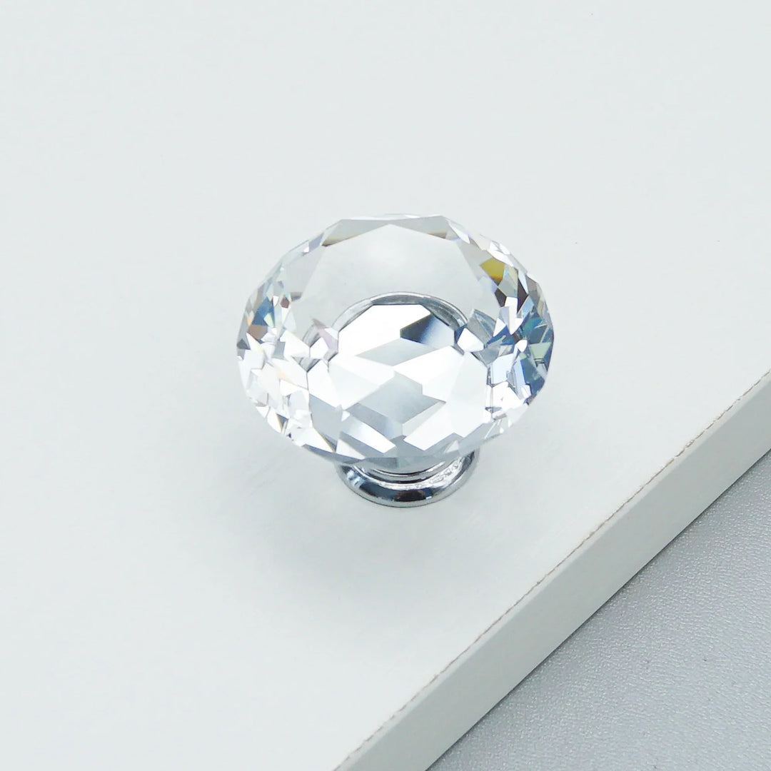 Luxury Gold Chrome Cabinet Handles – Zinc Alloy and Crystal Glass Pulls for Wardrobes and Dressers