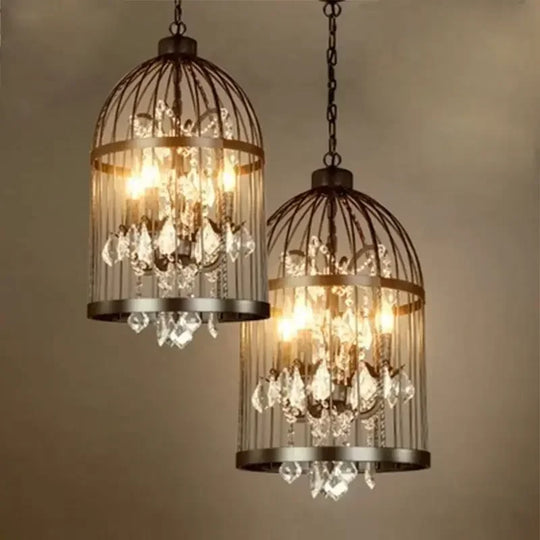 Birdcage Iron Crystal LED Pendant Lamp
