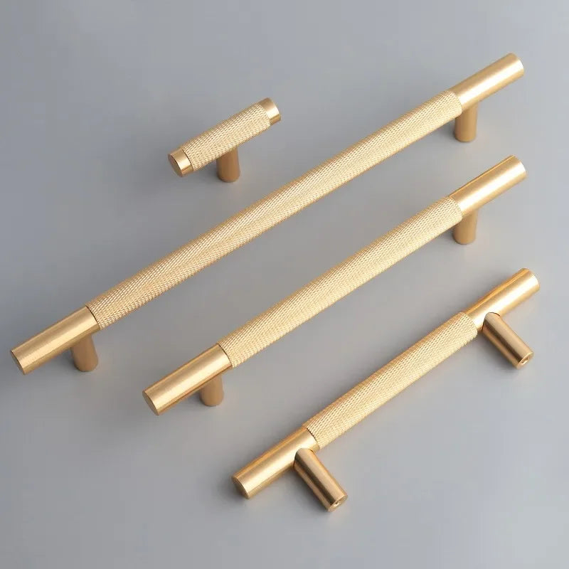 Long Knurled Aluminum Alloy Cabinet Handles – Modern T-Bar Pulls for Furniture