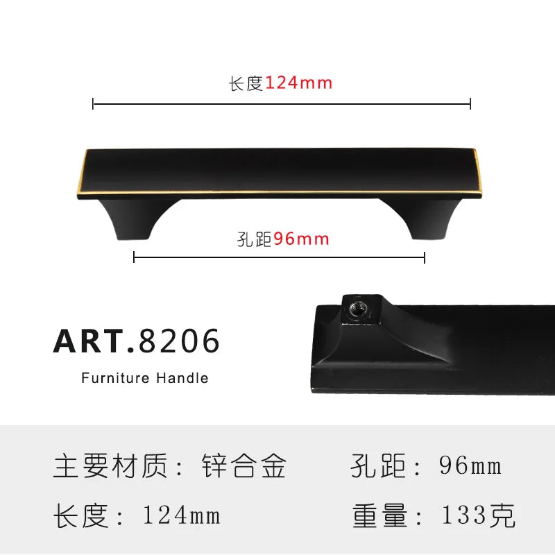 Zinc Alloy Solid Cabinet Door Handles – Modern Minimalist Pulls for Furniture