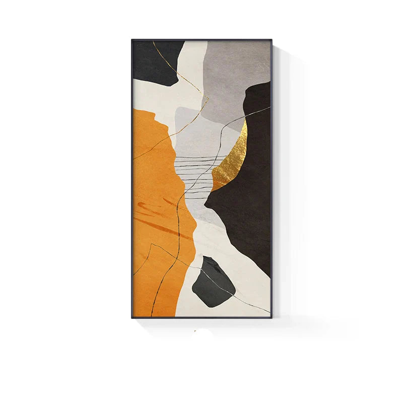 Colorful Golden Flash Geomorphic Abstract Canvas Wall Art Unframed