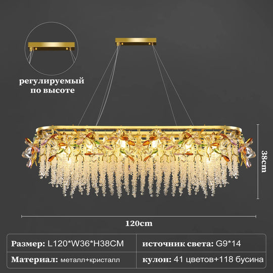 Luxury Crystal Flower Chandelier Modern Branch Pendant Ceiling Light