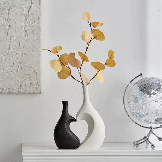 Heart Shaped Hollow Decorative Vase for Modern Tabletop Decor