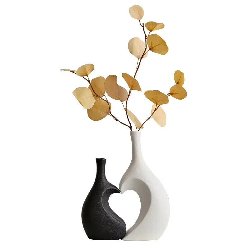 Heart Shaped Hollow Decorative Vase for Modern Tabletop Decor