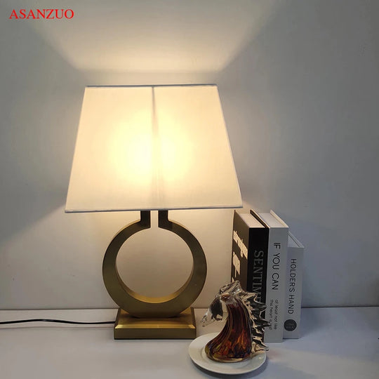 Luxury Gold Fabric Table Lamp for Living Room & Bedroom