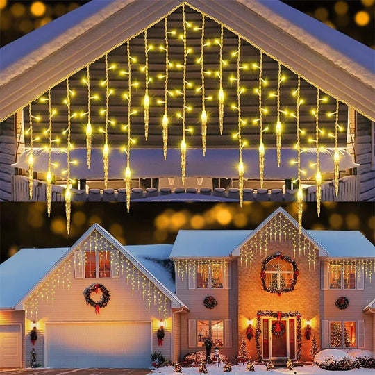 Christmas LED Icicle Curtain Lights Outdoor Wedding Garden Decor
