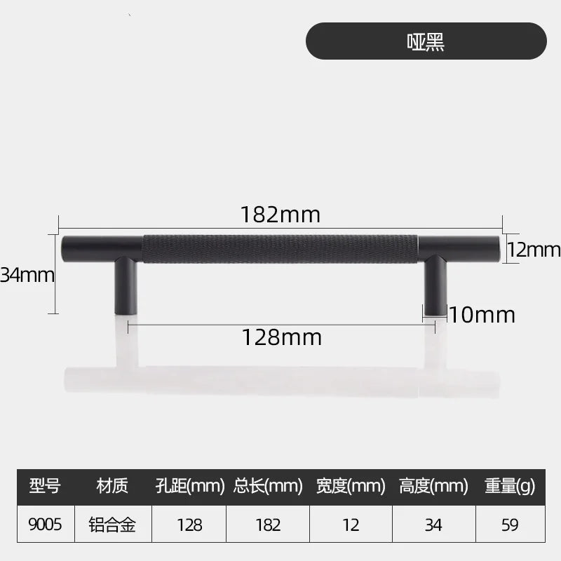 Long Knurled Aluminum Alloy Cabinet Handles – Modern T-Bar Pulls for Furniture